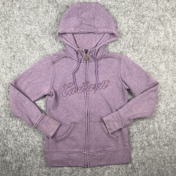 Carhartt Tops - Carhartt Sweatshirt Jacket Women XS Purple Full Zip Spell Out Embroidered Hoodie